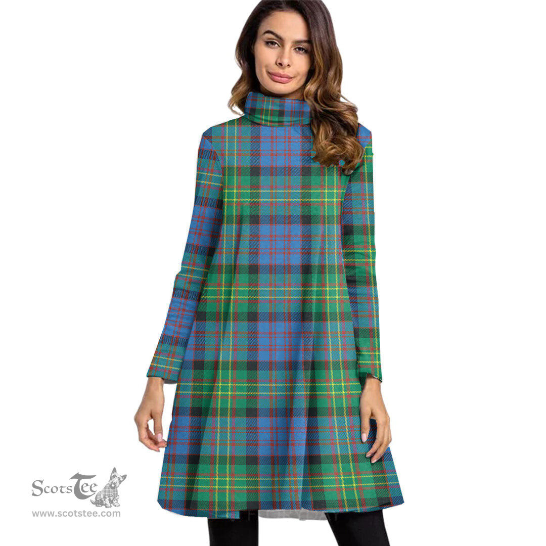 Scottish Bowie Ancient Tartan Womens High Neck Dress Tartan Plaid Dress