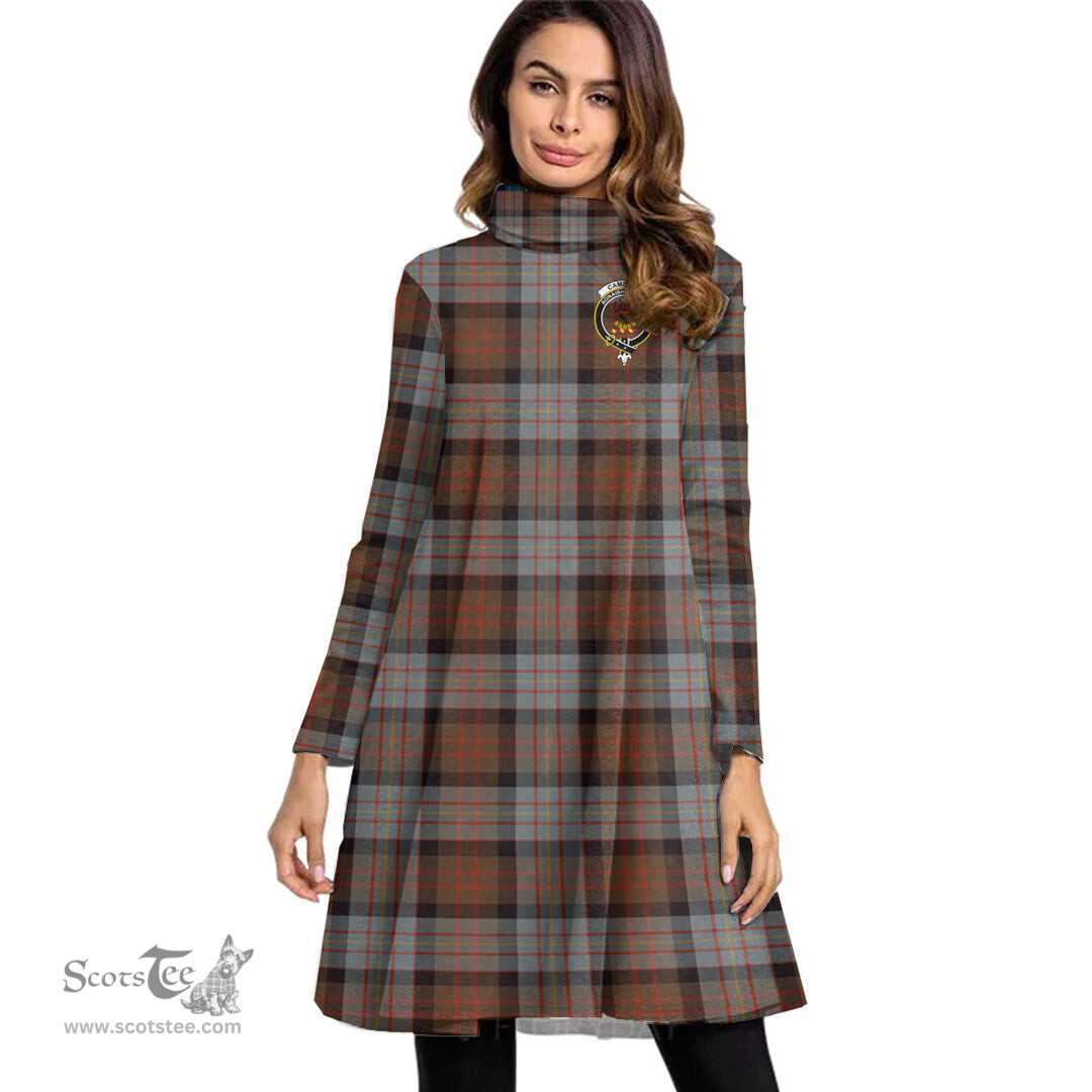 Scottish Cameron of Erracht Weathered Clan Tartan Crest Womens High Neck Dress Tartan Plaid Dress