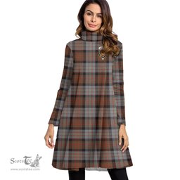 Scottish Cameron of Erracht Weathered Clan Tartan Crest Womens High Neck Dress Tartan Plaid Dress