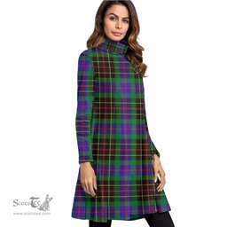 Scottish Brodie Hunting Modern Tartan Womens High Neck Dress Tartan Plaid Dress