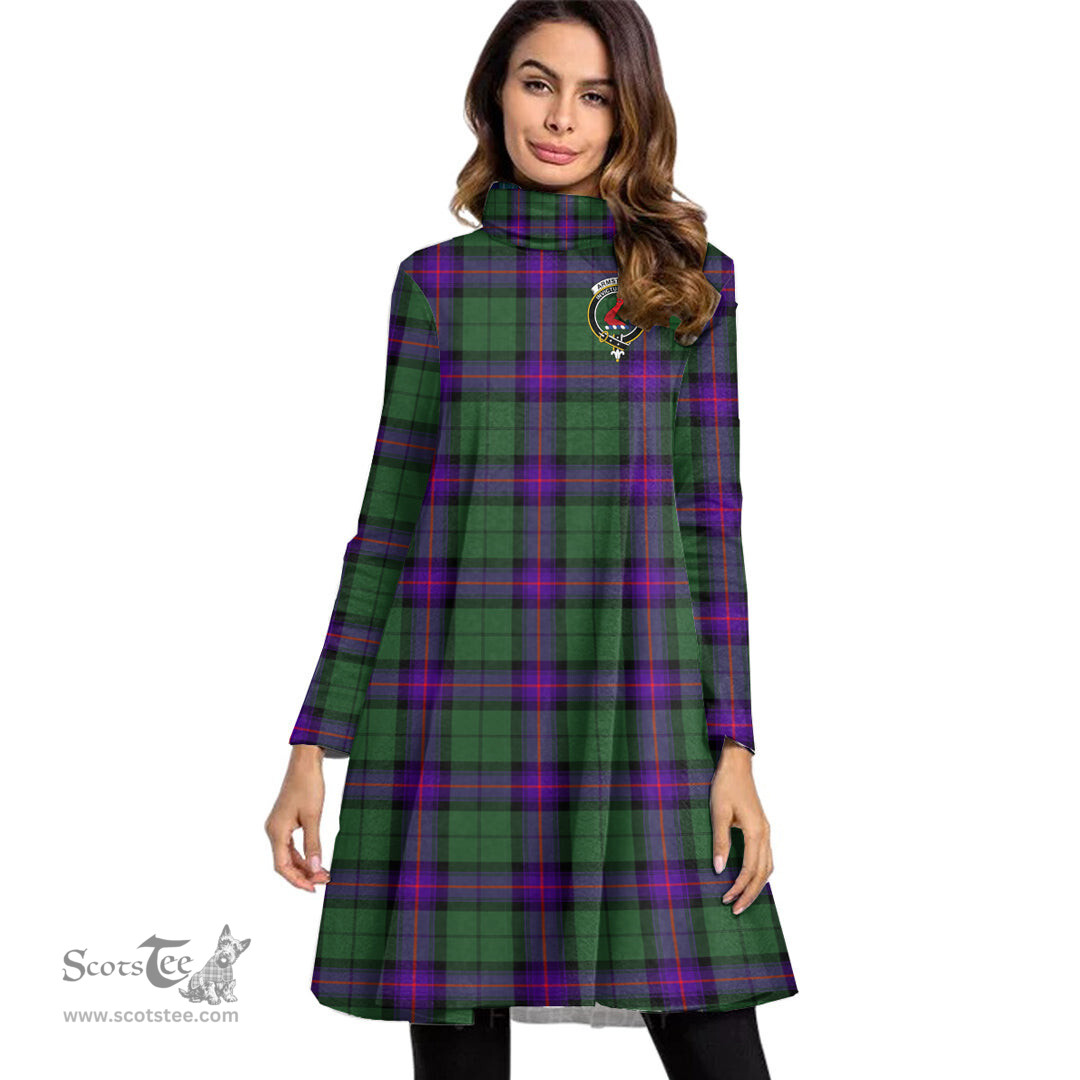 Scottish Armstrong Modern Clan Tartan Crest Womens High Neck Dress Tartan Plaid Dress