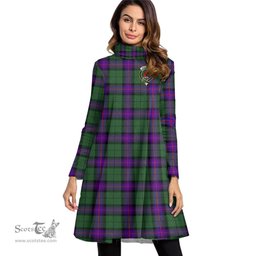 Scottish Armstrong Modern Clan Tartan Crest Womens High Neck Dress Tartan Plaid Dress