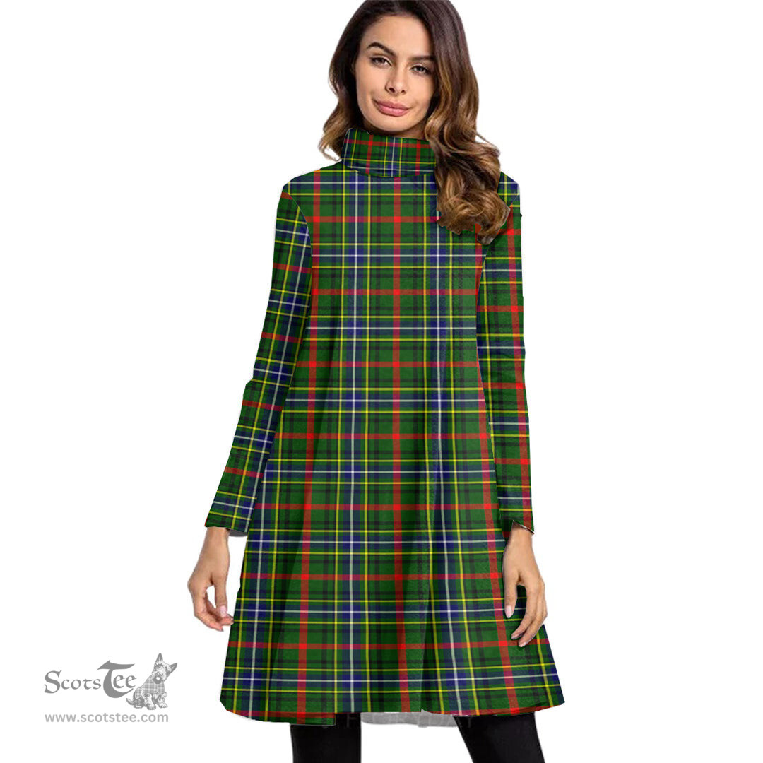 Scottish Bisset Tartan Womens High Neck Dress Tartan Plaid Dress