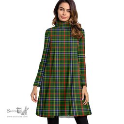 Scottish Bisset Tartan Womens High Neck Dress Tartan Plaid Dress