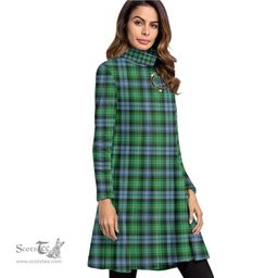 Scottish Arbuthnot Ancient Clan Tartan Crest Womens High Neck Dress Tartan Plaid Dress