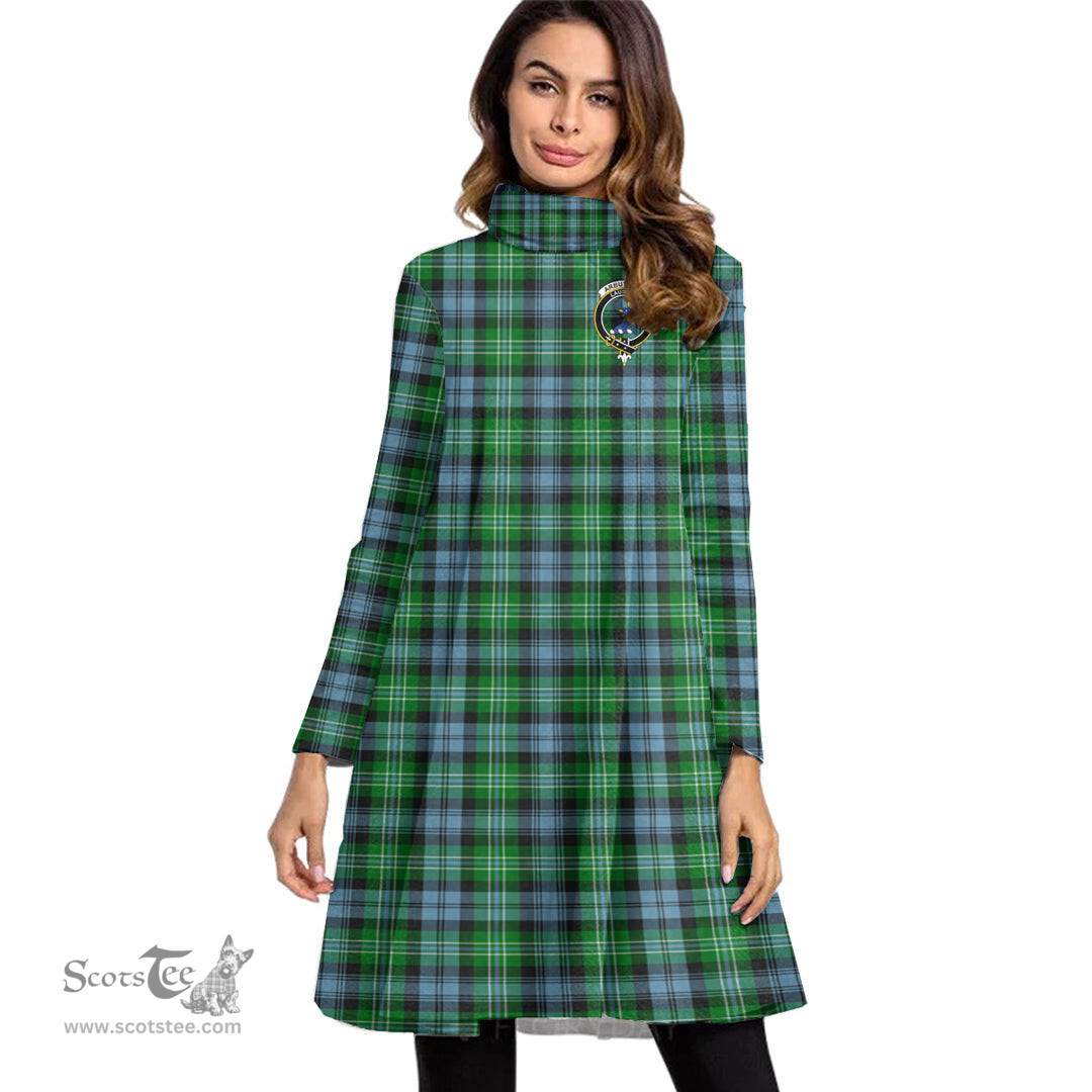 Scottish Arbuthnot Ancient Clan Tartan Crest Womens High Neck Dress Tartan Plaid Dress