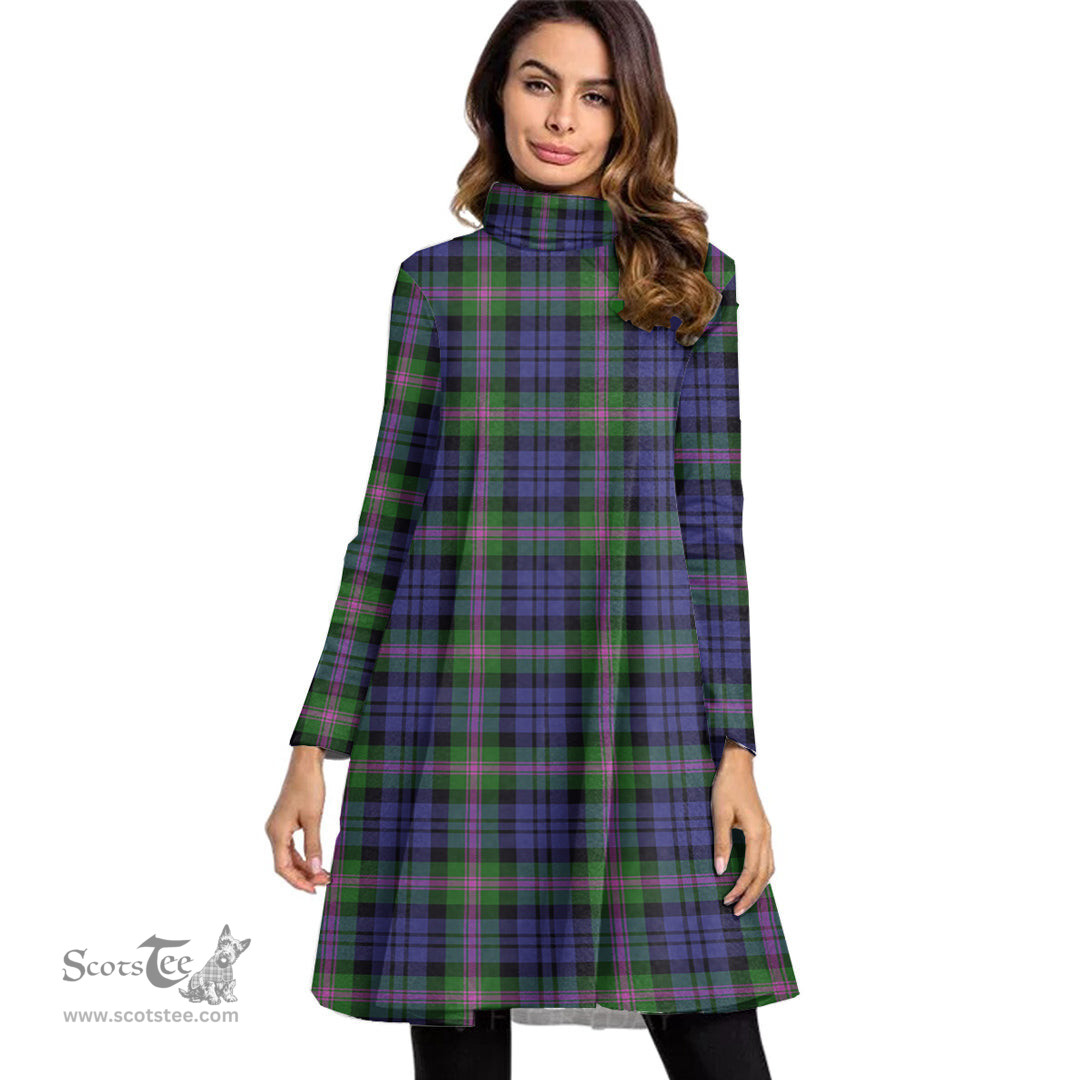 Scottish Baird Modern Tartan Womens High Neck Dress Tartan Plaid Dress