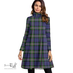 Scottish Baird Modern Tartan Womens High Neck Dress Tartan Plaid Dress