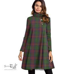 Scottish Cairns Clan Tartan Crest Womens High Neck Dress Tartan Plaid Dress
