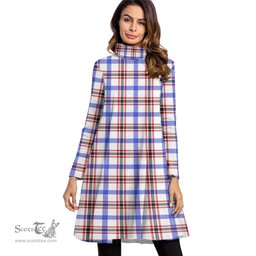 Scottish Boswell Modern Tartan Womens High Neck Dress Tartan Plaid Dress