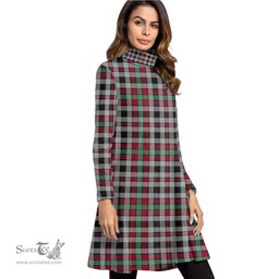 Scottish Borthwick Ancient Tartan Womens High Neck Dress Tartan Plaid Dress