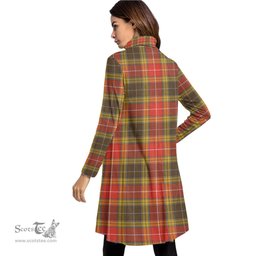 Scottish Buchanan Old Set Weathered Tartan Womens High Neck Dress Tartan Plaid Dress
