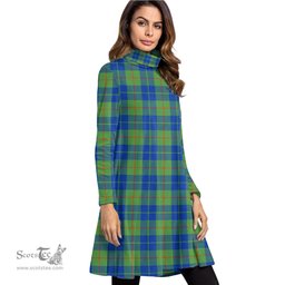 Scottish Barclay Hunting Ancient Tartan Womens High Neck Dress Tartan Plaid Dress