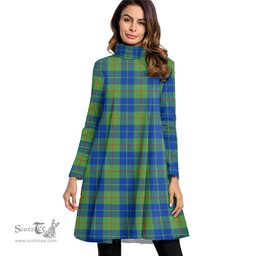 Scottish Barclay Hunting Ancient Tartan Womens High Neck Dress Tartan Plaid Dress