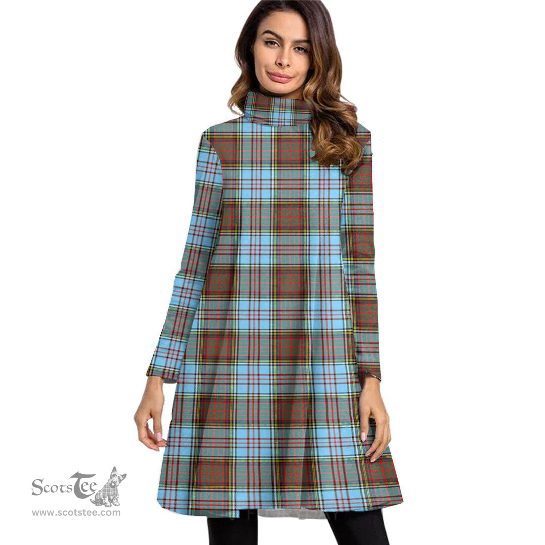 Scottish Anderson Ancient Tartan Womens High Neck Dress Tartan Plaid Dress