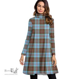Scottish Anderson Ancient Tartan Womens High Neck Dress Tartan Plaid Dress