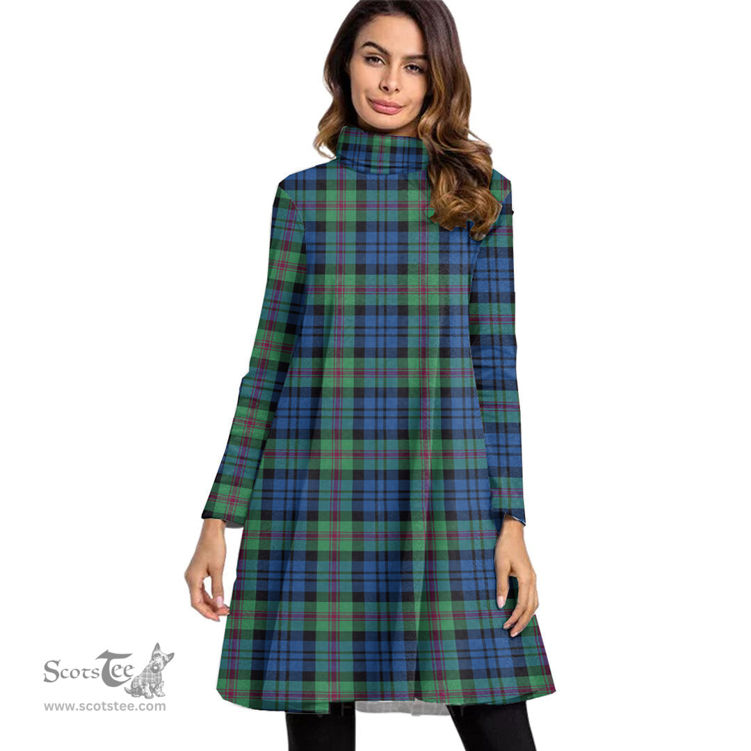 Scottish Baird Ancient Tartan Womens High Neck Dress Tartan Plaid Dress