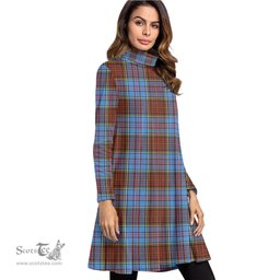 Scottish Anderson Modern Tartan Womens High Neck Dress Tartan Plaid Dress