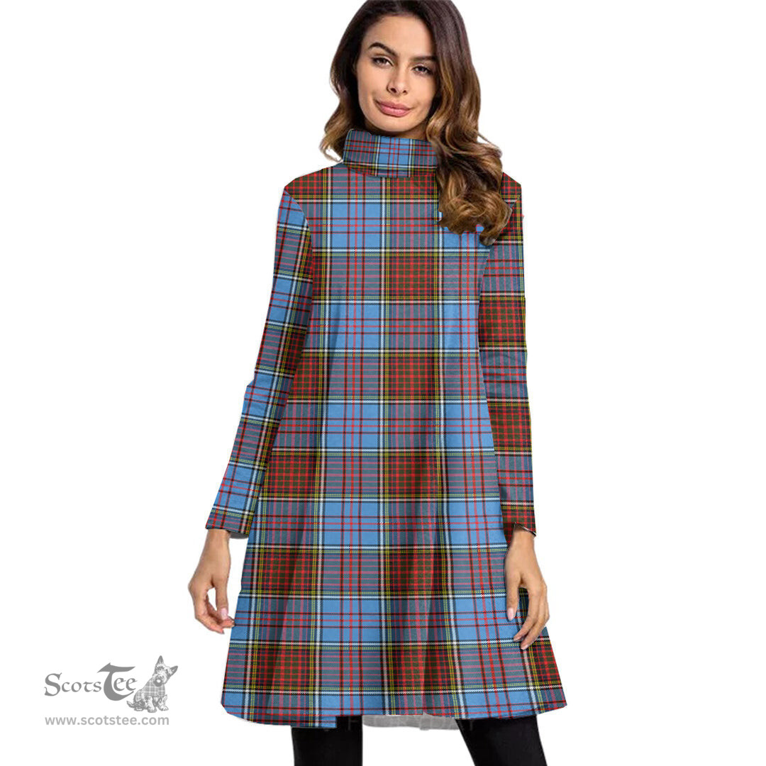 Scottish Anderson Modern Tartan Womens High Neck Dress Tartan Plaid Dress