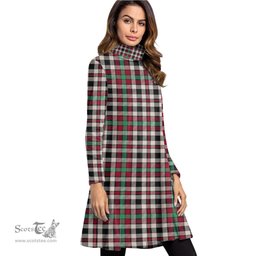 Scottish Borthwick Dress Ancient Tartan Womens High Neck Dress Tartan Plaid Dress