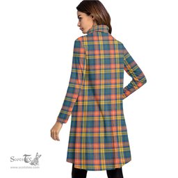 Scottish Buchanan Ancient Clan Tartan Crest Womens High Neck Dress Tartan Plaid Dress