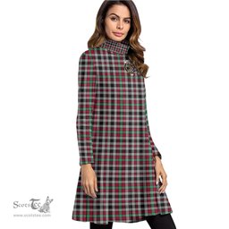 Scottish Borthwick Ancient Clan Tartan Crest Womens High Neck Dress Tartan Plaid Dress