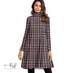 Scottish Borthwick Ancient Clan Tartan Crest Womens High Neck Dress Tartan Plaid Dress