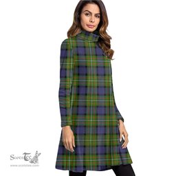 Scottish Fergusson Modern Tartan Womens High Neck Dress Tartan Plaid Dress