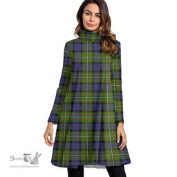 Scottish Fergusson Modern Tartan Womens High Neck Dress Tartan Plaid Dress