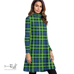 Scottish Campbell of Breadalbane Ancient Tartan Womens High Neck Dress Tartan Plaid Dress