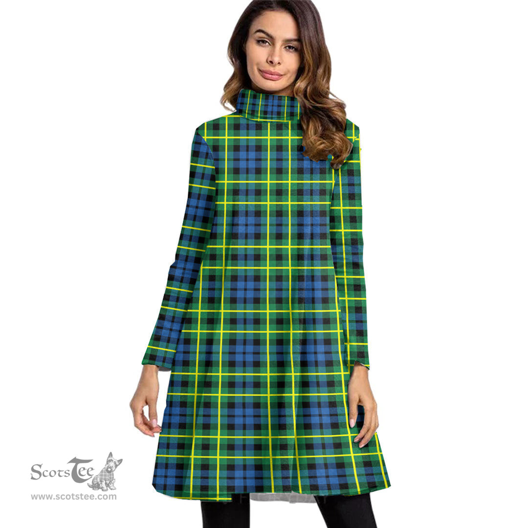 Scottish Campbell of Breadalbane Ancient Tartan Womens High Neck Dress Tartan Plaid Dress