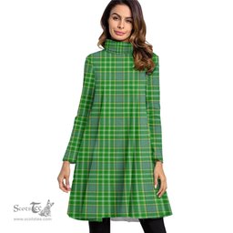 Scottish Currie Tartan Womens High Neck Dress Tartan Plaid Dress