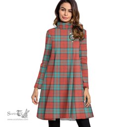 Scottish Dunbar Ancient Clan Tartan Crest Womens High Neck Dress Tartan Plaid Dress