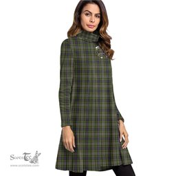 Scottish Davidson Tulloch Dress Clan Tartan Crest Womens High Neck Dress Tartan Plaid Dress