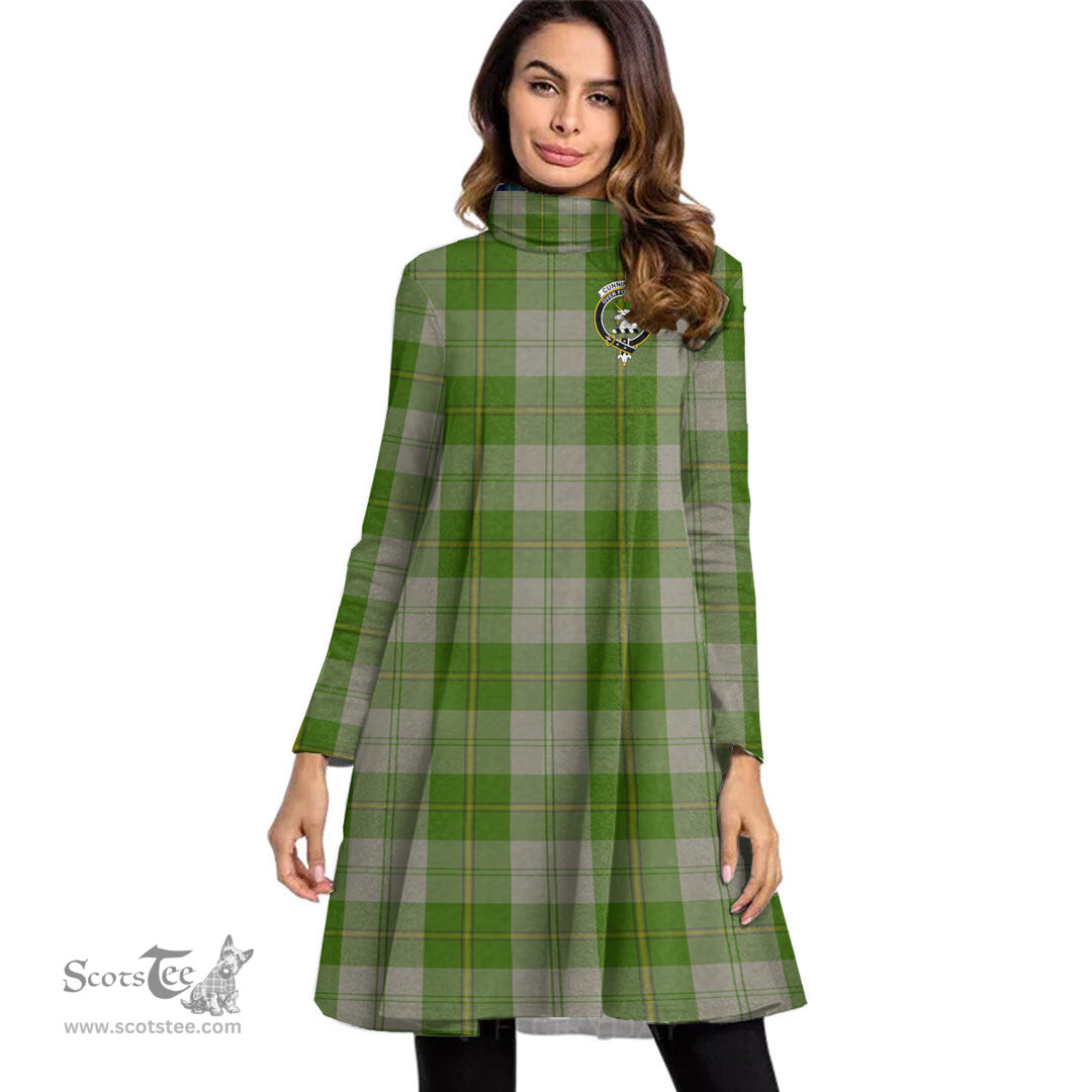 Scottish Cunningham Dress Green Dancers Clan Tartan Crest Womens High Neck Dress Tartan Plaid Dress