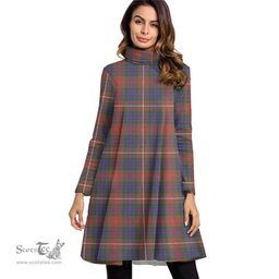 Scottish Fraser Hunting Modern Tartan Womens High Neck Dress Tartan Plaid Dress