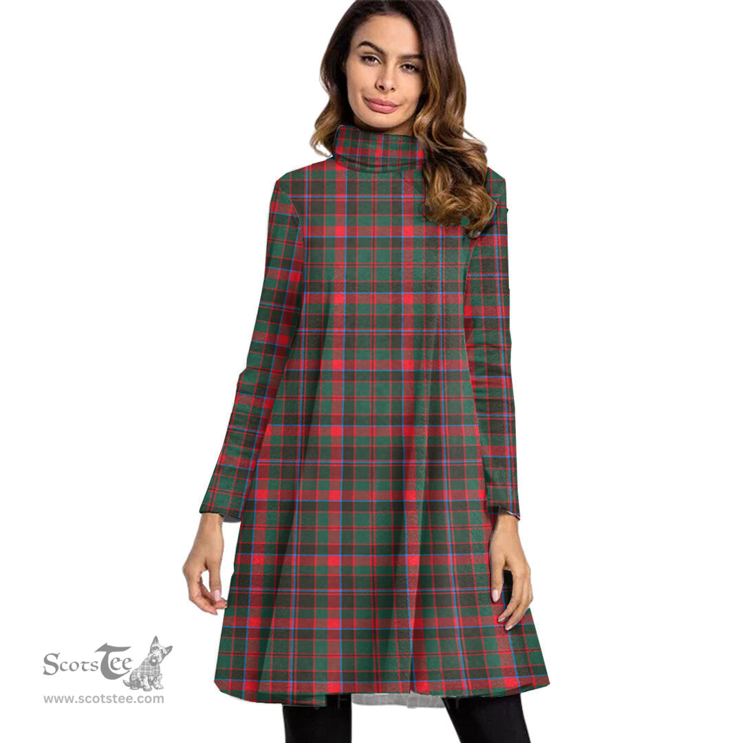 Scottish Cumming Hunting Modern Tartan Womens High Neck Dress Tartan Plaid Dress