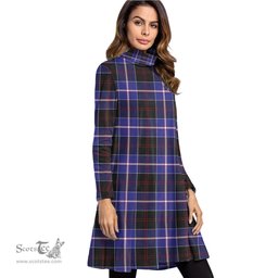 Scottish Dunlop Modern Tartan Womens High Neck Dress Tartan Plaid Dress
