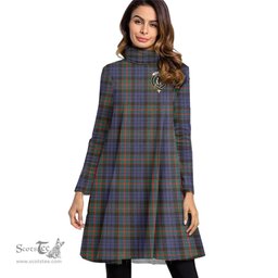 Scottish Fletcher of Dunans Clan Tartan Crest Womens High Neck Dress Tartan Plaid Dress