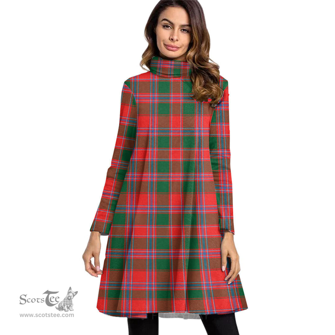 Scottish Dalziel Modern Tartan Womens High Neck Dress Tartan Plaid Dress
