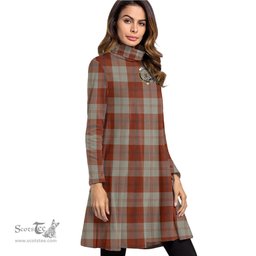 Scottish Davidson Dress Dancers Clan Tartan Crest Womens High Neck Dress Tartan Plaid Dress