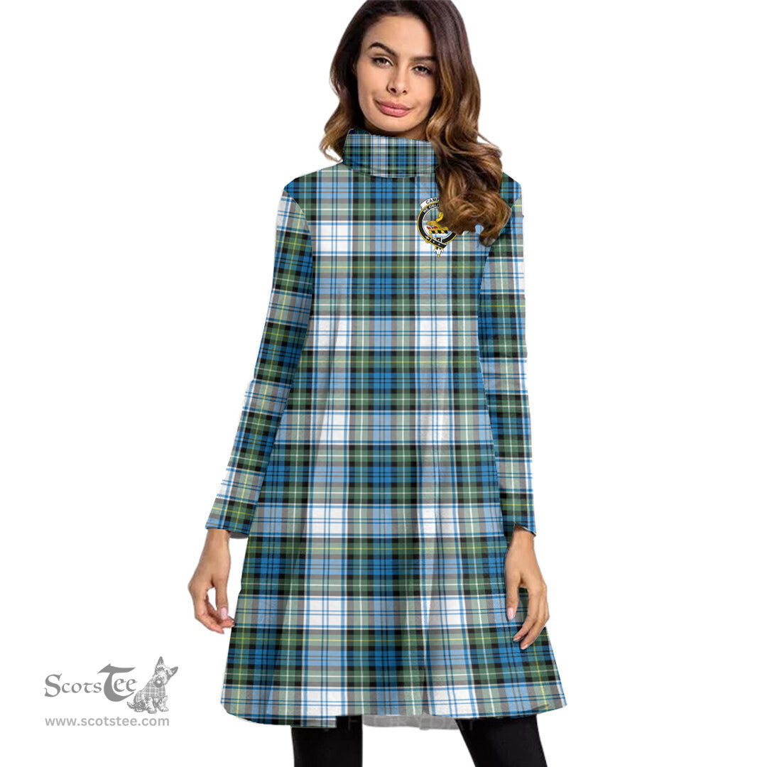Scottish Campbell Dress Ancient Clan Tartan Crest Womens High Neck Dress Tartan Plaid Dress