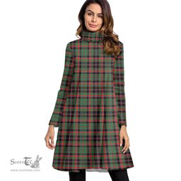Scottish Cumming Hunting Ancient Tartan Womens High Neck Dress Tartan Plaid Dress