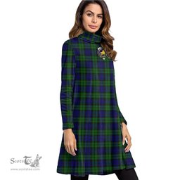 Scottish Campbell Modern Clan Tartan Crest Womens High Neck Dress Tartan Plaid Dress
