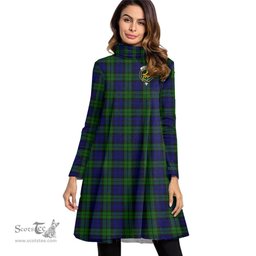 Scottish Campbell Modern Clan Tartan Crest Womens High Neck Dress Tartan Plaid Dress