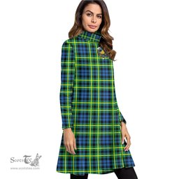 Scottish Campbell of Breadalbane Ancient Clan Tartan Crest Womens High Neck Dress Tartan Plaid Dress