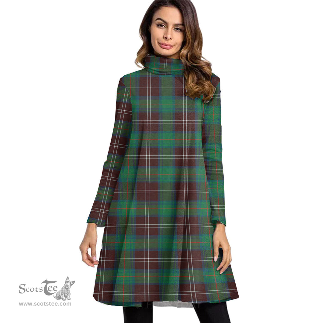 Scottish Chisholm Hunting Ancient Tartan Womens High Neck Dress Tartan Plaid Dress