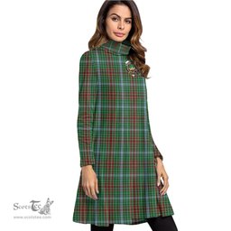 Scottish Gayre Clan Tartan Crest Womens High Neck Dress Tartan Plaid Dress