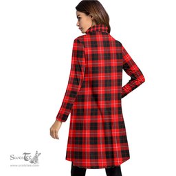 Scottish Cunningham Modern Clan Tartan Crest Womens High Neck Dress Tartan Plaid Dress