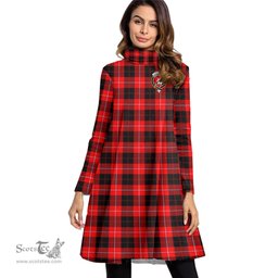 Scottish Cunningham Modern Clan Tartan Crest Womens High Neck Dress Tartan Plaid Dress